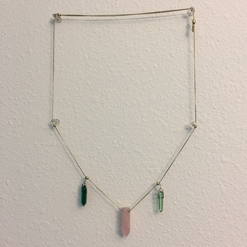 Alex and ani rose quartz necklace with crystals
